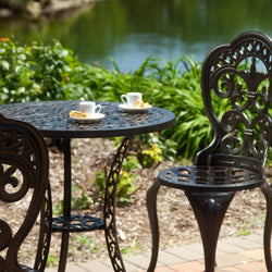 3-Piece Cast Aluminum Outdoor Bistro Set with Table and 2 Chairs - Dubh_Arts
 - 1