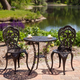 3-Piece Cast Aluminum Outdoor Bistro Set with Table and 2 Chairs - Dubh_Arts
 - 2