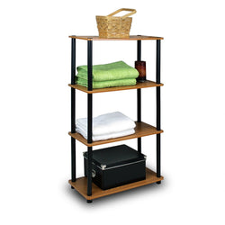 4-Tier Storage Shelf Display Rack Bookcase in Cherry Finish - Dubh_Arts
 - 1