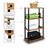 4-Tier Storage Shelf Display Rack Bookcase in Cherry Finish - Dubh_Arts
 - 4