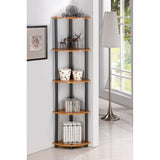 5-Tier Corner Display Shelf Bookcase in Light Cherry & Black - Dubh_Arts
 - 4