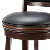 Cherry 29-inch Solid Wood Bar Stool with Faux Leather Swivel Seat - Dubh_Arts
 - 3