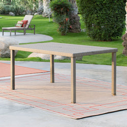 Weather Resistant Resin Wicker Patio Dining Table 63-inch with Steel Frame - Dubh_Arts
 - 1