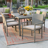Weather Resistant Resin Wicker Patio Dining Table 63-inch with Steel Frame - Dubh_Arts
 - 4