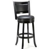 Black 29-inch Swivel Seat Barstool with Faux Leather Cushion Seat - Dubh_Arts
 - 4