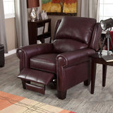 Burgundy Top-Grain Leather Upholstered Wing-back Club Chair Recliner - Dubh_Arts
 - 2