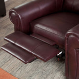 Burgundy Top-Grain Leather Upholstered Wing-back Club Chair Recliner - Dubh_Arts
 - 4