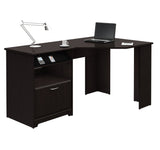 L-Shaped Corner Computer Desk with File Drawer in Espresso Wood Finish - Dubh_Arts
 - 1