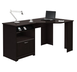 L-Shaped Corner Computer Desk with File Drawer in Espresso Wood Finish - Dubh_Arts
 - 1