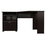 L-Shaped Corner Computer Desk with File Drawer in Espresso Wood Finish - Dubh_Arts
 - 2