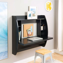 Modern Space Saving Wall Mounted Floating Laptop Desk in Black - Dubh_Arts
 - 1