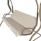 Outdoor Porch Swing Patio Deck Glider with Canopy in Beige - Dubh_Arts
 - 3