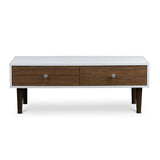 Modern Mid-Century Style White Wood Coffee Table with 2 Drawers - Dubh_Arts
 - 2