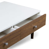 Modern Mid-Century Style White Wood Coffee Table with 2 Drawers - Dubh_Arts
 - 3