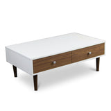 Modern Mid-Century Style White Wood Coffee Table with 2 Drawers - Dubh_Arts
 - 4