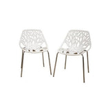 Set of 2 Modern Dining Chairs with White Plastic Seat and Metal Legs - Dubh_Arts
 - 1