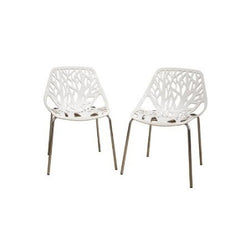 Set of 2 Modern Dining Chairs with White Plastic Seat and Metal Legs - Dubh_Arts
 - 1