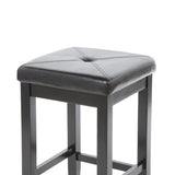 Set of 2 - Black 24-inch Backless Barstools with Faux Leather Seat - Dubh_Arts
 - 2