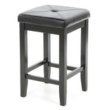 Set of 2 - Black 24-inch Backless Barstools with Faux Leather Seat - Dubh_Arts
 - 4