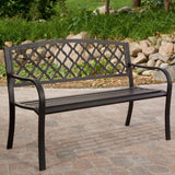 4-Ft Metal Garden Bench with Bronze Highlights over Antique Black Finish - Dubh_Arts
 - 1