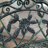 Cast Aluminum Loveseat Garden Bench with Rose Floral Decoration - Dubh_Arts
 - 3