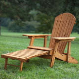 Outdoor Adirondack Chair Recliner with Slide-Out Ottoman in Kiln-Dried Fir Wood - Dubh_Arts
 - 1