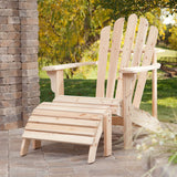 Weather-Resistant Unfinished Fir Wood Adirondack Chair and Ottoman Set - Dubh_Arts
 - 1