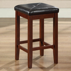 Set of 2 - Vintage Mahogany Bar Stools with Faux Leather Cushion Seat - Dubh_Arts
 - 1