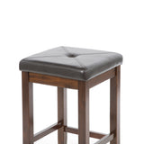 Set of 2 - Vintage Mahogany Bar Stools with Faux Leather Cushion Seat - Dubh_Arts
 - 2
