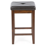 Set of 2 - Vintage Mahogany Bar Stools with Faux Leather Cushion Seat - Dubh_Arts
 - 3