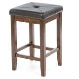 Set of 2 - Vintage Mahogany Bar Stools with Faux Leather Cushion Seat - Dubh_Arts
 - 4