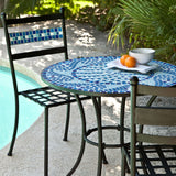 Outdoor 3-Piece Aqua Blue Mosaic Tiles Patio Furniture Bistro Set - Dubh_Arts
 - 1