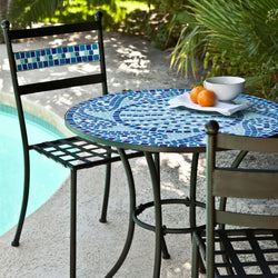 Outdoor 3-Piece Aqua Blue Mosaic Tiles Patio Furniture Bistro Set - Dubh_Arts
 - 1