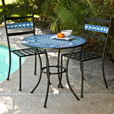Outdoor 3-Piece Aqua Blue Mosaic Tiles Patio Furniture Bistro Set - Dubh_Arts
 - 2