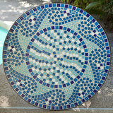 Outdoor 3-Piece Aqua Blue Mosaic Tiles Patio Furniture Bistro Set - Dubh_Arts
 - 3