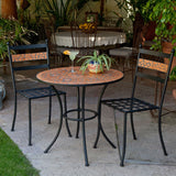 3-Piece Black Metal Patio Bistro Set with Terra Cotta Tiles - Dubh_Arts
 - 2