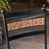 3-Piece Black Metal Patio Bistro Set with Terra Cotta Tiles - Dubh_Arts
 - 4