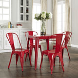 Modern Classic French Cafe Style Metal Dining Table in Red - Dubh_Arts
 - 4
