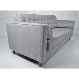 Mid-Century Modern Classic Grey Linen Upholstered Sofa with Walnut Wood Legs - Dubh_Arts
 - 2