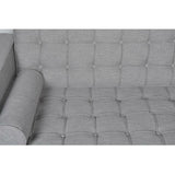 Mid-Century Modern Classic Grey Linen Upholstered Sofa with Walnut Wood Legs - Dubh_Arts
 - 3