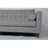 Mid-Century Modern Classic Grey Linen Upholstered Sofa with Walnut Wood Legs - Dubh_Arts
 - 4