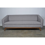 French Mid-Century Style Gray Linen Sofa with Walnut Wood Legs - Dubh_Arts
 - 2