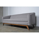 French Mid-Century Style Gray Linen Sofa with Walnut Wood Legs - Dubh_Arts
 - 3