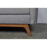 French Mid-Century Style Gray Linen Sofa with Walnut Wood Legs - Dubh_Arts
 - 4