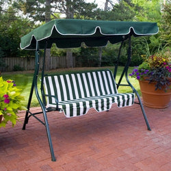 2-Person Porch Swing with Canopy in Green & White - Dubh_Arts
 - 1