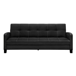 Classic Black Faux Leather Futon Sofa Sleeper - Dubh_Arts
 - 1