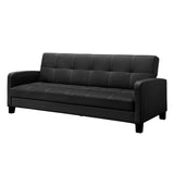 Classic Black Faux Leather Futon Sofa Sleeper - Dubh_Arts
 - 2