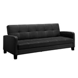 Classic Black Faux Leather Futon Sofa Sleeper - Dubh_Arts
 - 3