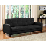 Classic Black Faux Leather Futon Sofa Sleeper - Dubh_Arts
 - 4