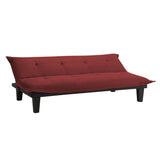 Contemporary Futon Style Sleeper Sofa Bed in Red Microfiber - Dubh_Arts
 - 3